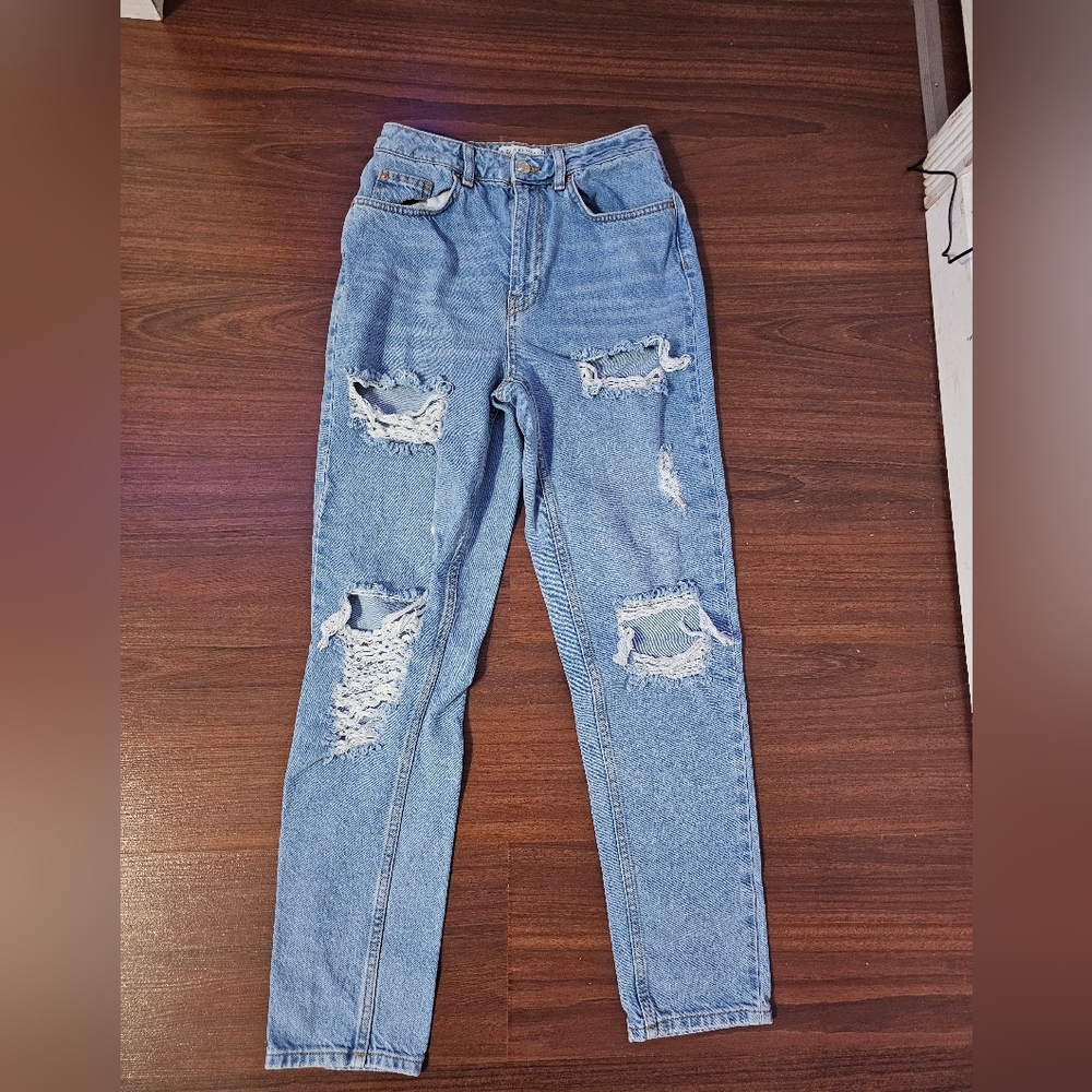 Denim&Co Light Blue Distressed Boyfriend Jeans